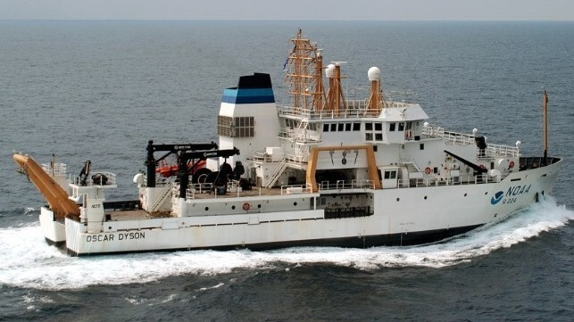 The fishery survey ship Oscar Dyson, used by the NMFS for trawl surveys. The OMB's plan would fold NMFS into the Fish and Wildlife Service (NOAA file image)