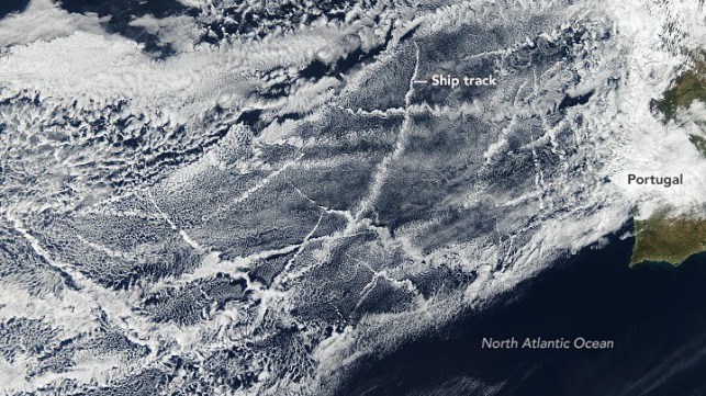 Ship Tracks credit NASA