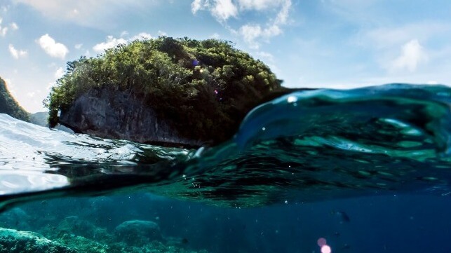 Image of an island in the Western Pacific as seen from the waterline