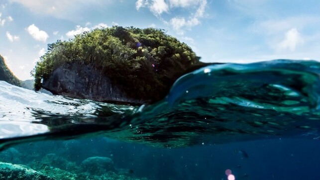 Image of an island in the Western Pacific as seen from the waterline