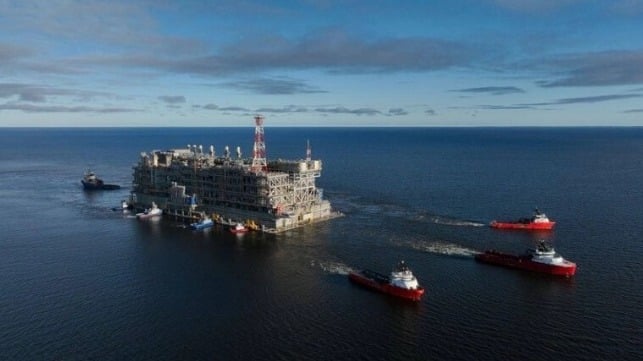 One-third of Novatek's Arctic LNG 2 plant under way for its permanent installation in the Russian Arctic (Novatek)