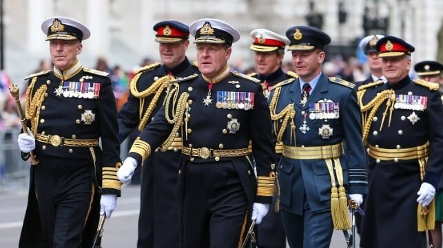Adm Ben Key, third from left, in the procession for the coronation of King Charles, 2023 (Katie Chan / CC BY SA 4.0)