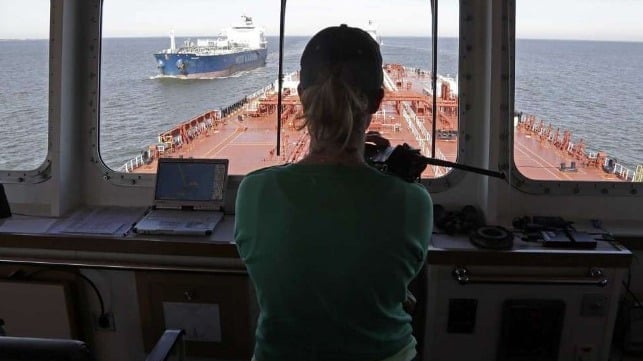 pilot on bridge