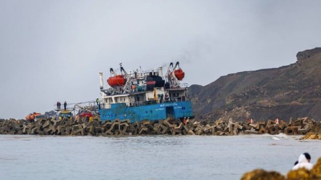 The stern section of Volgoneft-239 aground in the Kerch Strait (Morspas)
