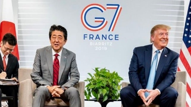 Shinzo Abe and Donald Trump at G7