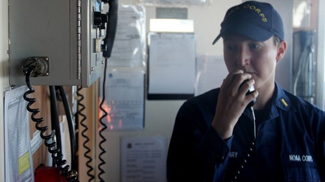 NOAA Corps Ensign Diane Perry on the NOAA Ship Thomas Jefferson