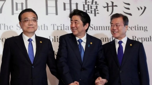 Li Keqiang, Shinzo Abe and Moon Jae-in