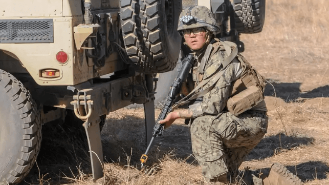 Construction Electrician 3rd Class Wenheng Zhao during an exercise in California, 2019 (USN file image)
