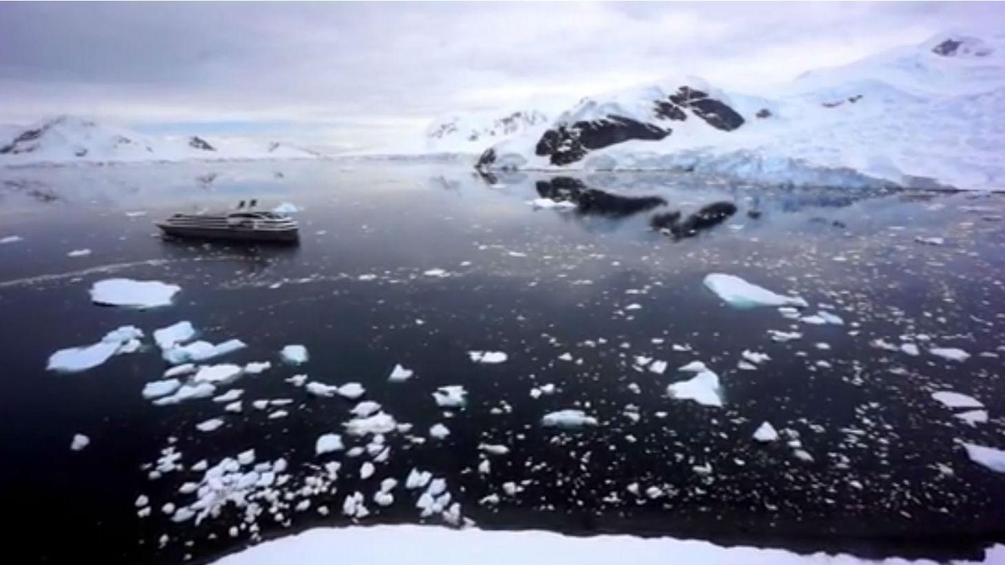 Image of Cruise Ship in Antarctic Captured by an UAV