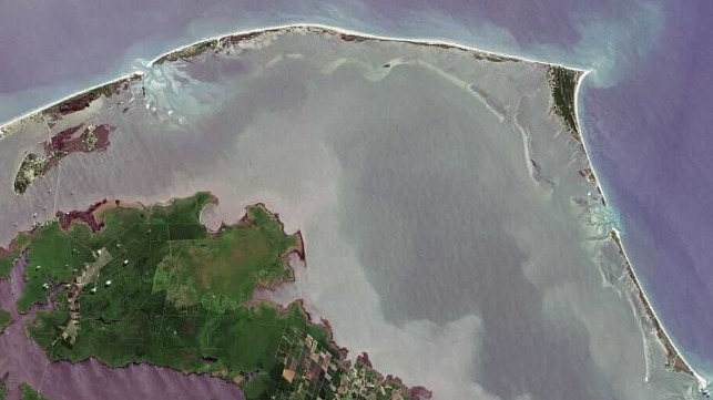 Satellite photo of a barrier island