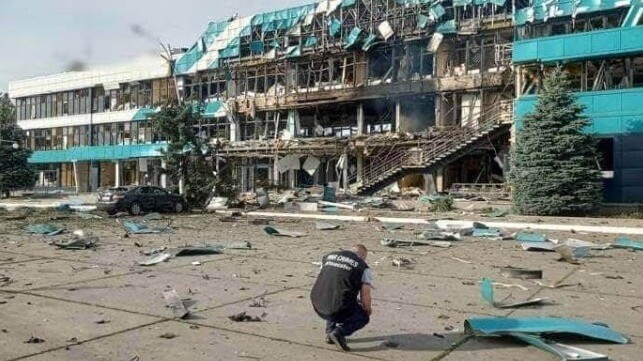 Damaged administrative building after a Russian strike, Port of Izmail, August 2023 (Operational Command South)