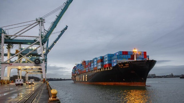 Container ship berthing at Port of Portland