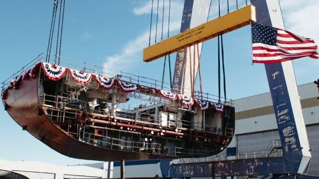 keel laying for Mass Maritime training ship