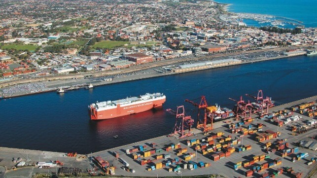 Port of Fremantle with a ro/ro in harbor