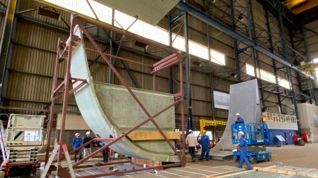 demonstration of assembled full-scale section of a ship’s hull made of sustainable composite materials