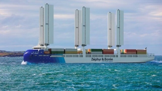 hybrid wind-assisted containership