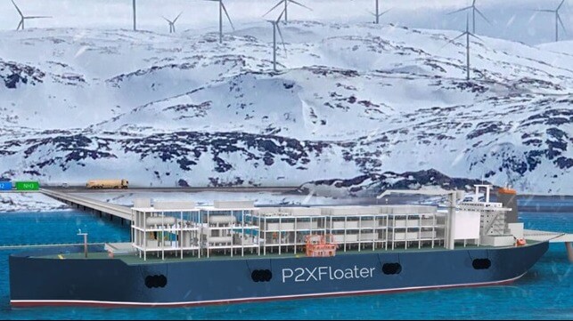 Floater to produce ammonia using power from wind farm