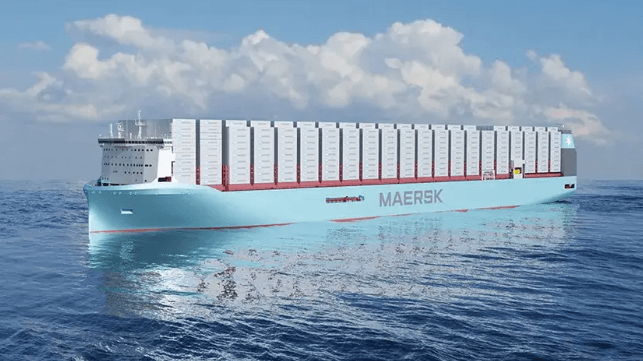 Maersk methanol-powered container ship in calm seas