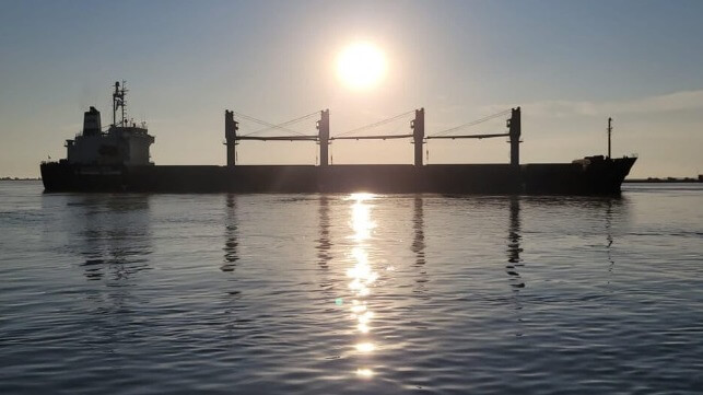 bulker in sunset