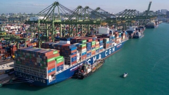 CMA CGM containership in Singapore
