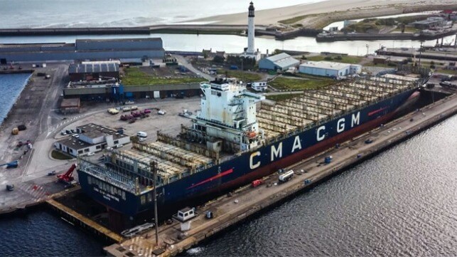containership in dry dock