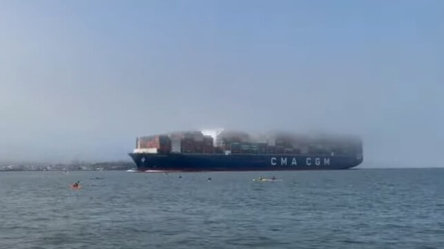 Vídeo: El portacontenedores CMA CGM “incumple” el evento SF Bay del club de natación 1 barco mercante