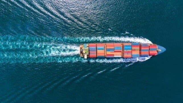 containership at sea