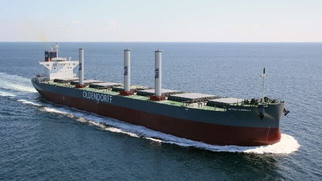 bulker with wind rotors