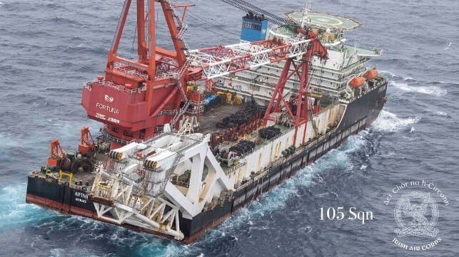 Fortuna under tow off the coast of Ireland (Irish Air Corps)