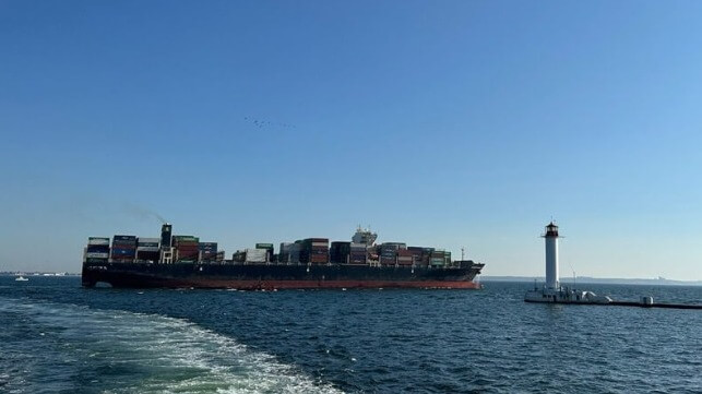 containership departing Odesa