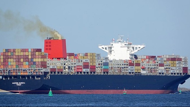 Maersk containership stopped in Pacific