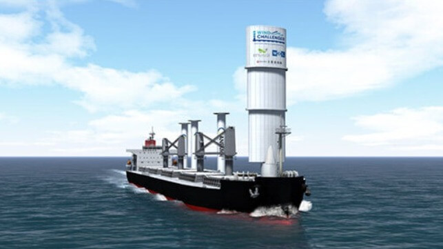 bulker with auxiliary wind propulsion