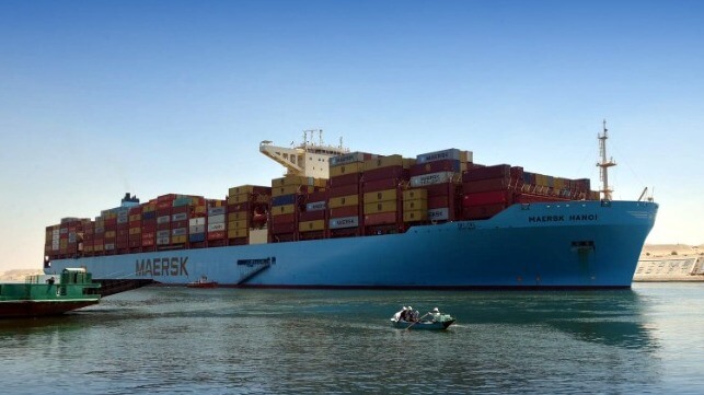 Maersk boxship in the Suez Canal