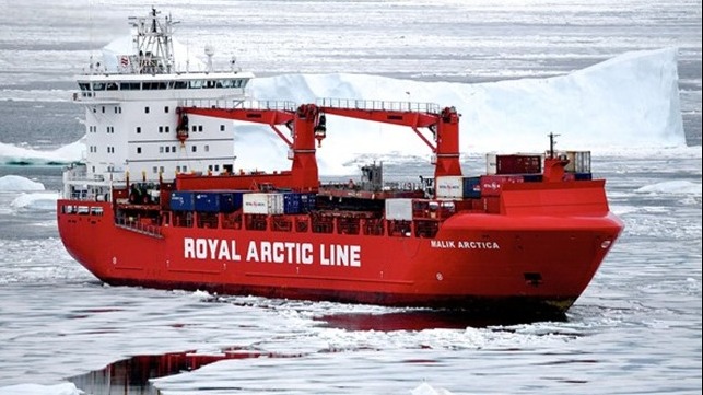 vessel trapped off Greenland in polar ice flows