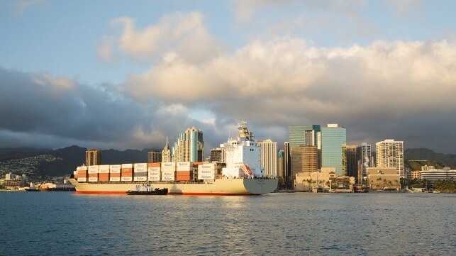 Matson container ship off Honolulu