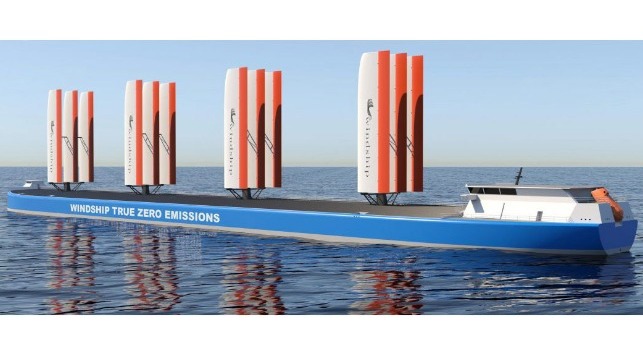 concept for wind sail on large ocean-going vessels