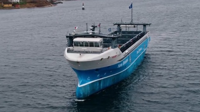 battery operated containership Yara Birkeland completes maiden voyage