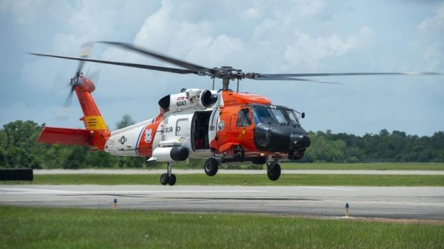 Jayhawk helicopter on takeoff