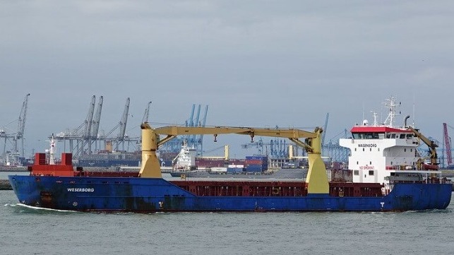 Freighter Weserborg under way