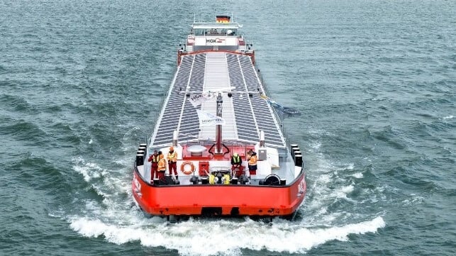 solar powered inland cargo vessel