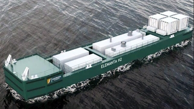 hydrogen-powered barge for ship's shore power in ports