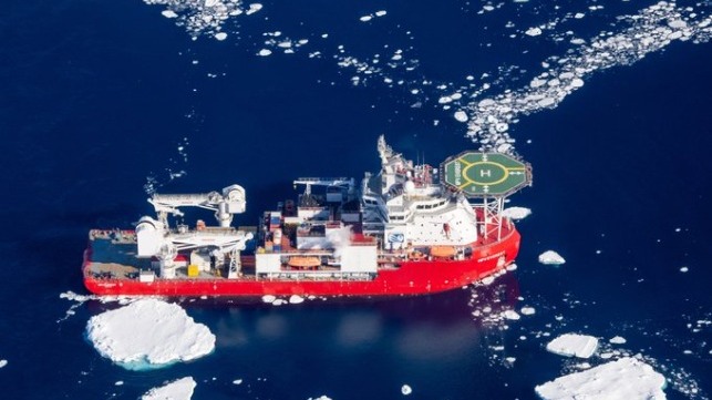 fire-damaged vessel returningfrom Antarctica 