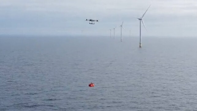 drone delivery to offshore wind turbine