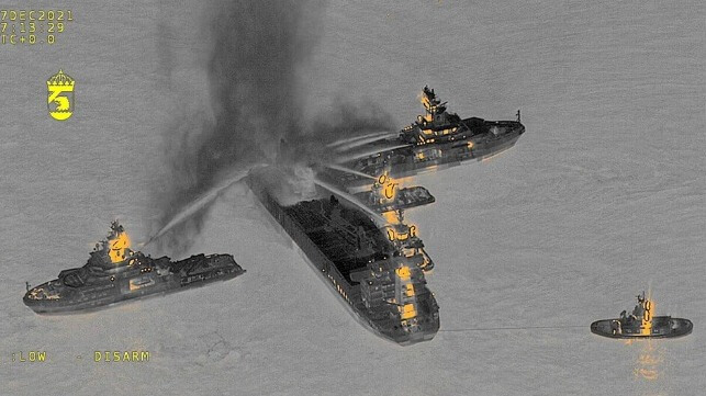 cargo fire on bulker off Sweden