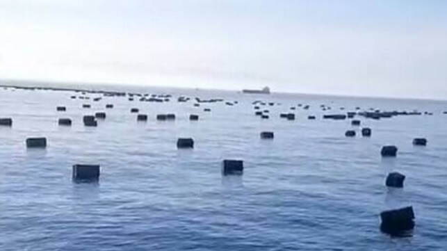containers floating in the ocean off Taiwan