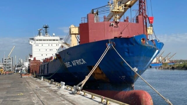 damaged cargo ship