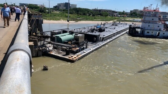 Rail bridge collapse barge strike