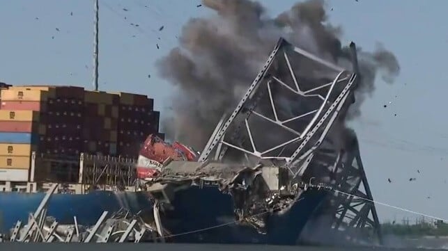 Baltimore bridge demolition in progress