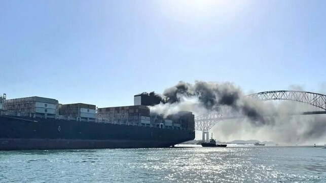 containership fire Panama Canal