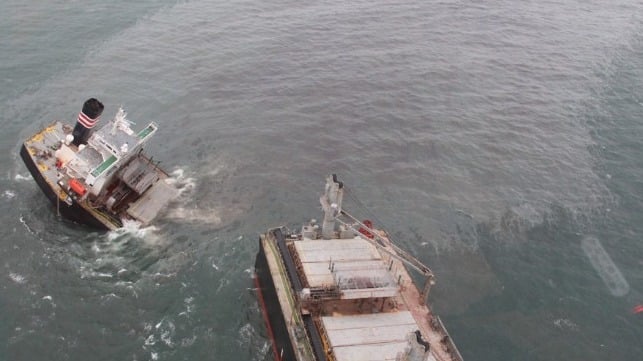 oil leaks from wrecked vessel off Japan